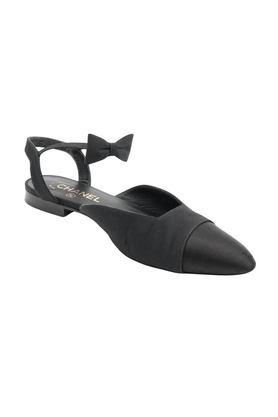 Chanel Métiers d'Art 2020 Black Grosgrain Satin Bow Slingback Flats